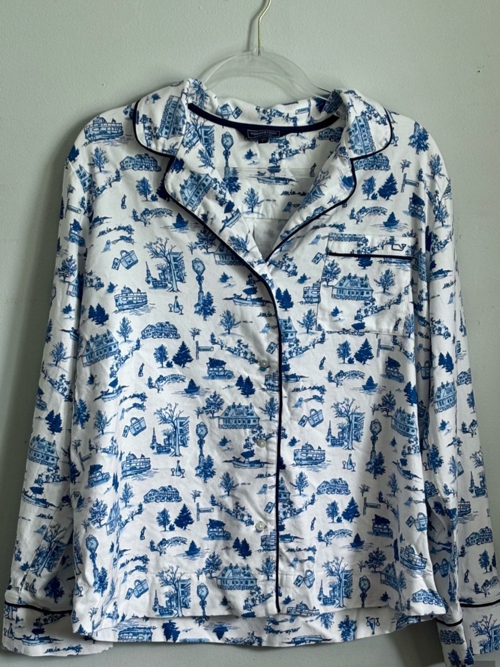 Vineyard Vines White & Blue Scenic Cotton Pajama Set